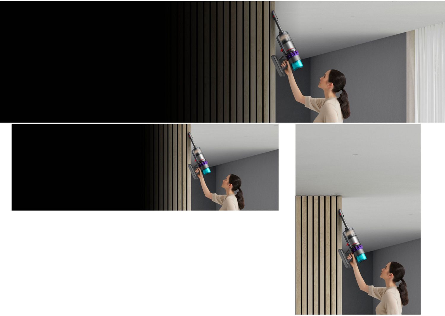 A ceiling being cleaned with the Dyson Gen5detect vacuum in handheld mode.